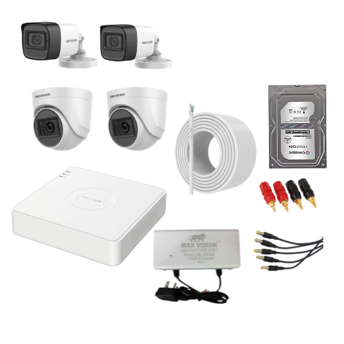 Hikvision Full HD 2MP 4 Camera Audio Pro Full HD DVR Kit